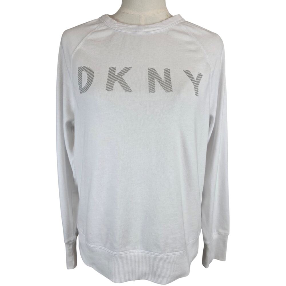 DKNY M White Lightweight‎ Sweatshirt w/Silver Lettering